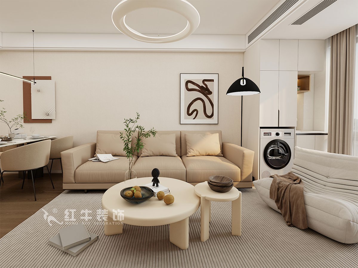 南京93㎡現(xiàn)代簡(jiǎn)約風(fēng)裝修，臥室弧形陽(yáng)臺(tái)，舒適愜意